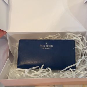 Kate Spade long blue navy wallet